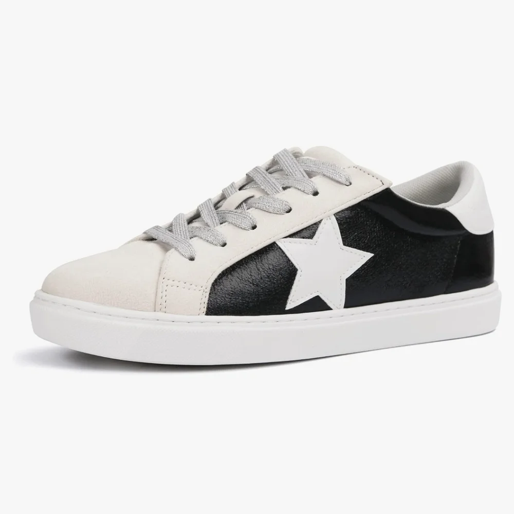 PARTY Star Detail Low Top Sneakers | Black & White | Size 8 | New - Picture 8 of 16